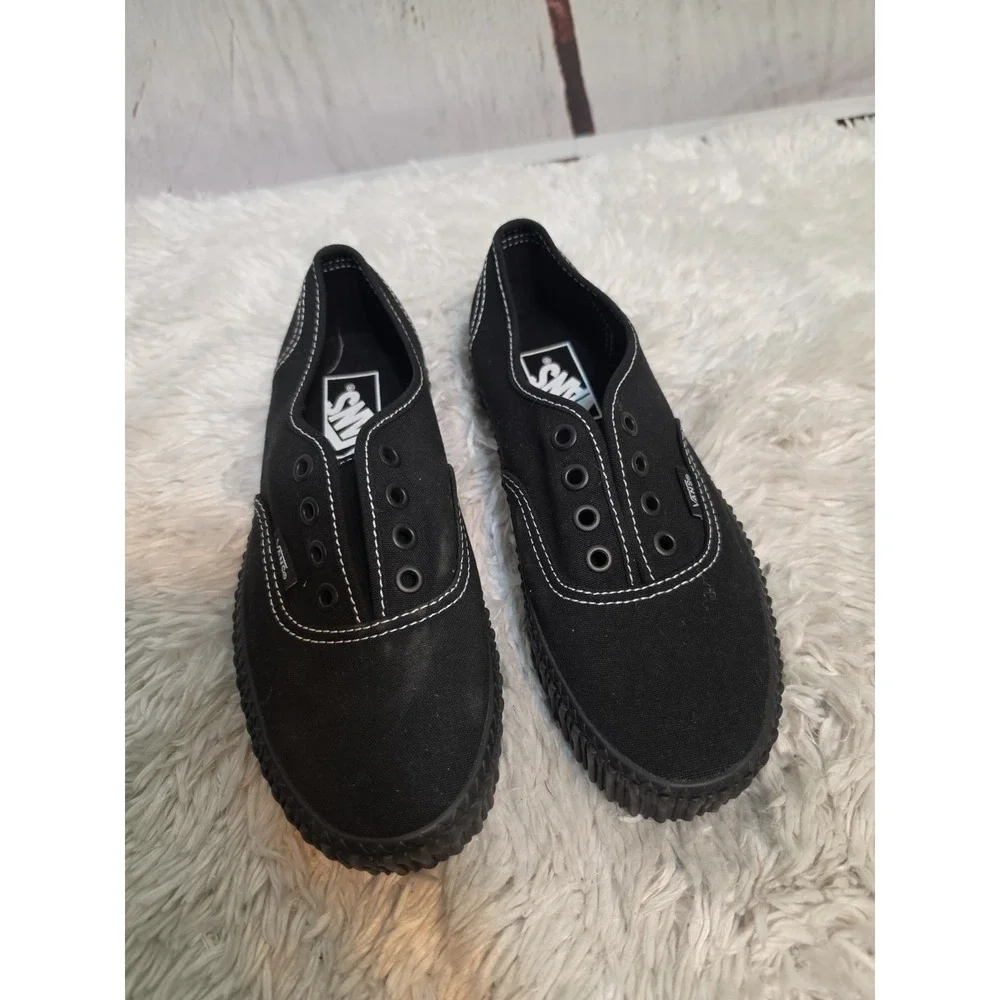Vans Authentic Stackform Black Canvas Platform Sneakers Womens 6.5 Low Top Shoes
